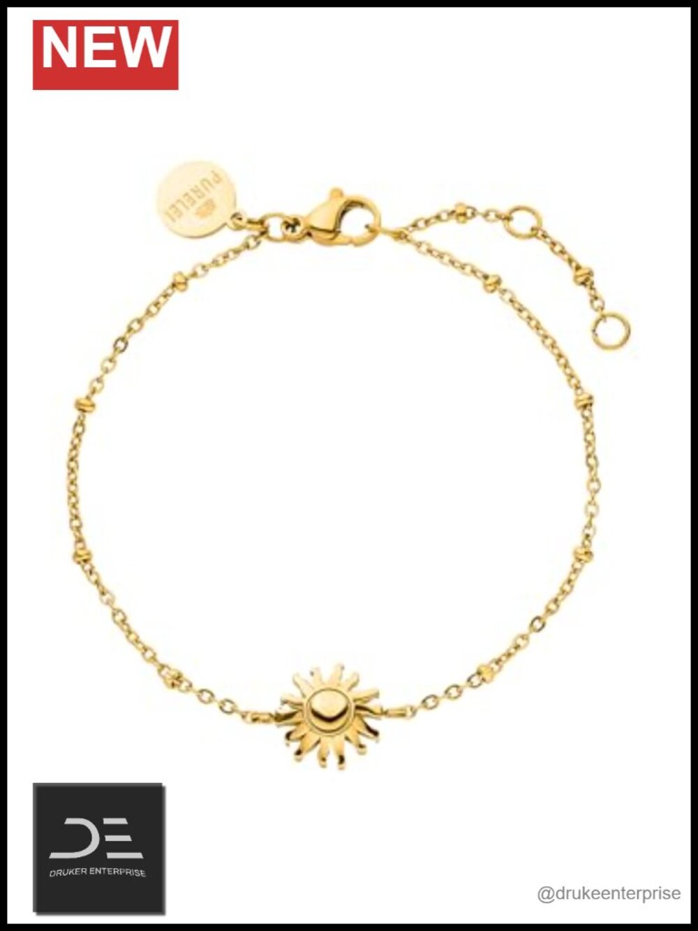 14K Gold Plated Stainless Steel Charm Bracelet Waterproof for Women